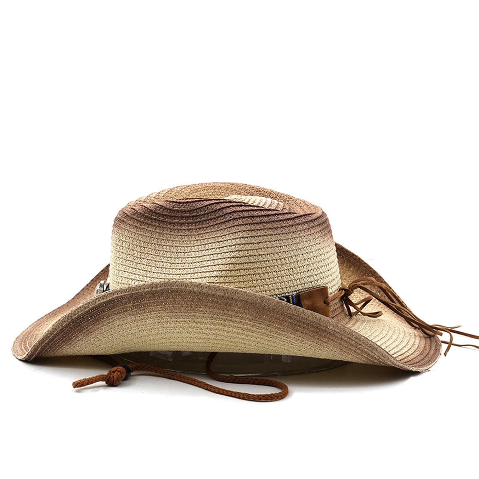 Straw Cowboy Hat with Chin Strap - Wide Brim, Adjustable  display picture 1