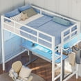 thumbnail image 6 of Heavy Duty Metal Loft Bed Twin Size with Stairs & LED Lights for Adults, Twin Loft Bed Frame with Full-Length Guardrail & Clothes Rack for Bedroom, No Box Spring Needed, White, 6 of 9