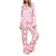 thumbnail image 1 of Conjunto de pijama Luckinbaby para mujer con estampado de Papá Noel de seda navideña, 1 of 6