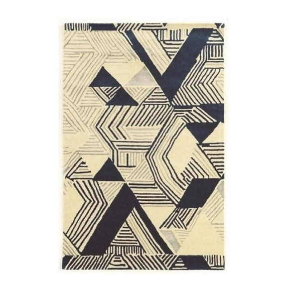 Hawthorne Collection 2' x 3' Hand Tufted Rug in Ivory and Navy