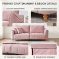 thumbnail image 5 of 87.2 inch Mid-Century Modern 3-Seater Linen Fabric Couch with Vertical Channel Tufting and 2 Pillows,Pink, 5 of 15