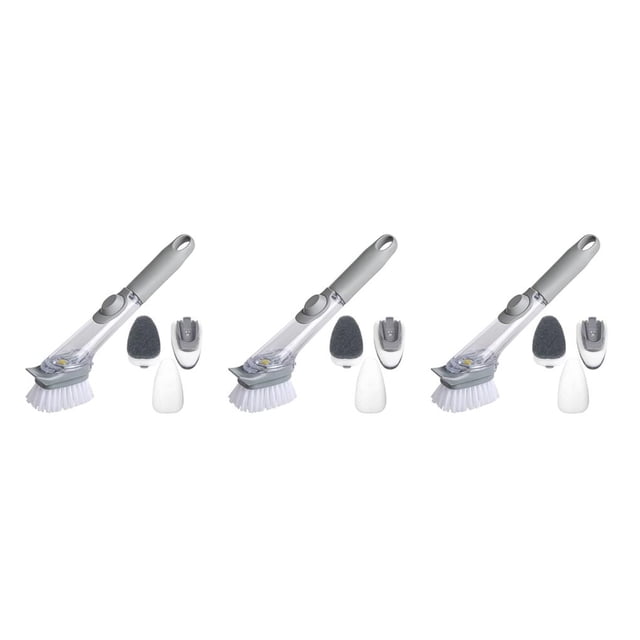 Cepillo para platos Billuyoard Mango largo recargable con dispensador 3 uds