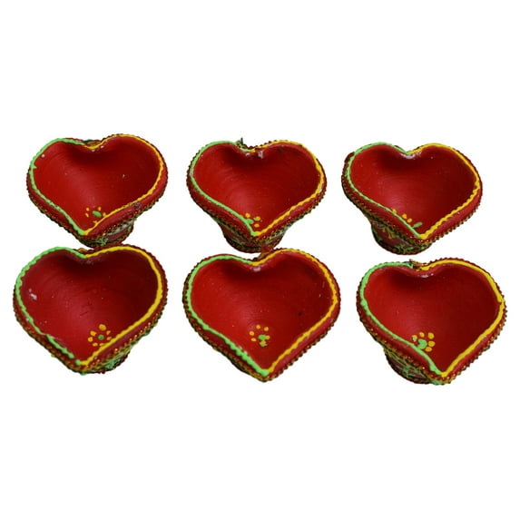 New Small Set of 6 Pieces Clay Diya for Diwali Festival Earthen Oil Lamp Indian Gift Item