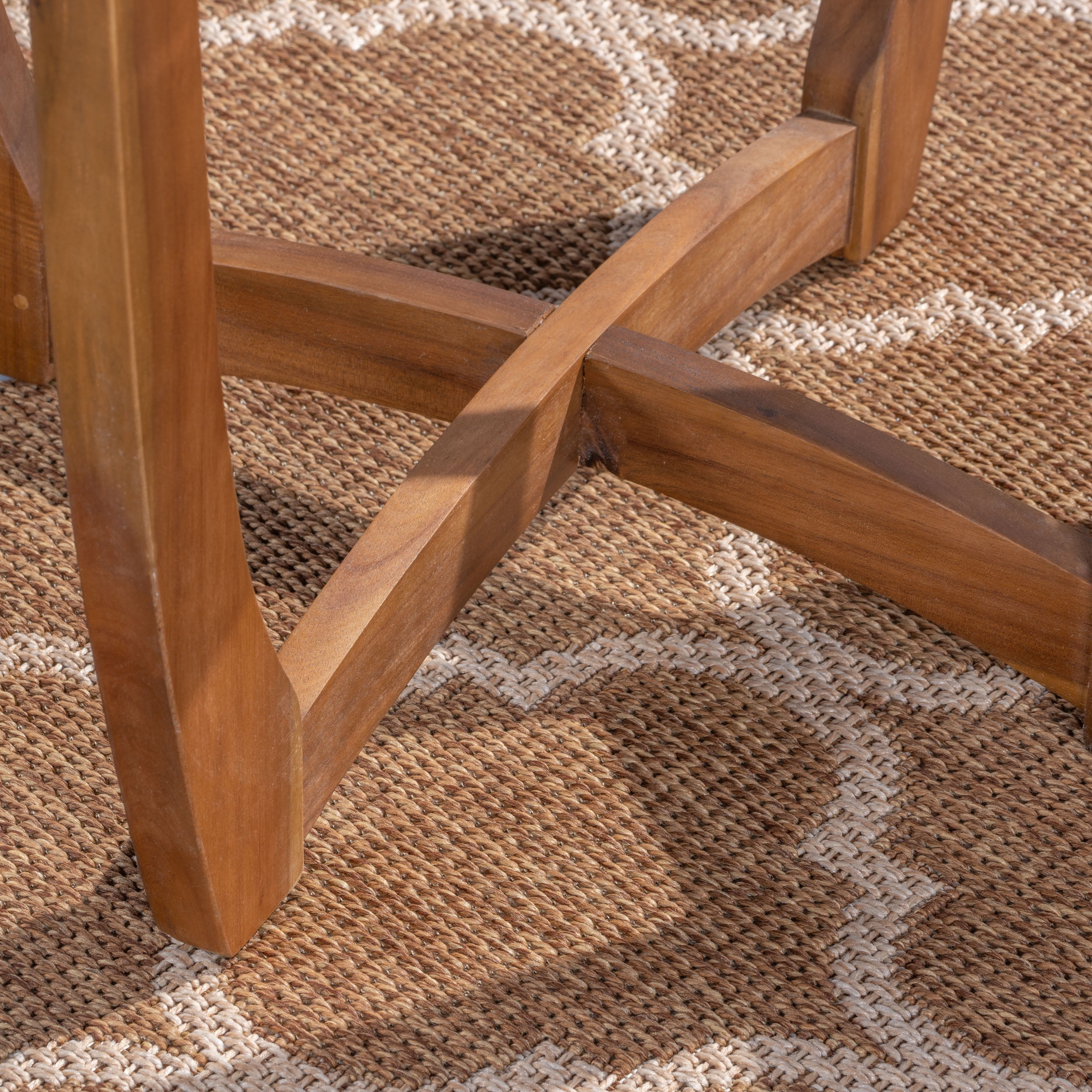 Outdoor 3 Piece Acacia Wood/ Wicker Bistro Set with Cushions, Teak,Brown,Crme