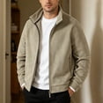 thumbnail image 7 of qafoshin Men's Fleece Jacket Oversized Long Sleeve Stand Collar Coat Casual Solid Color Full Zip Fall Winter Outerwear, 7 of 7