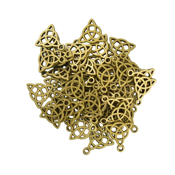 50 colgantes triangulares con nudo celta de 15 x 17 mm para pendientes y collares. Bronce