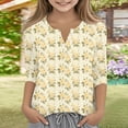thumbnail image 3 of Abcomgle Girls Tshirts 7-8 Years Old Summer Henley 3/4 Sleeve Girls Shirts Vintage Floral Print Toddler Girls T-Shirts Fashion Button Down Cotton Tee Tops Girls, 3 of 5