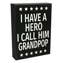 JennyGems I Have a Hero I Call Him Grandpop Sign, 6x8 Inch Wood Sign, Gifts for Grandpop, Grandpop Gifts From Grandchildren, Grandpop Decor, Made in USA