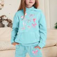thumbnail image 2 of Baby Outfits Girl Fall Letter Print Long Sleeve Hooded Sweatshirt Top Pocket Elastic Waist Pants Fall Outfits for Girls 3-4 Years, 2 of 4