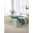 thumbnail image 5 of Retro Teal Butterfly Twim Size Flat Sheet, Wrinkleproof & Fadeproof Cooling Flat Bed Sheet Only, Summer Butterflies Vintage Breathable Soft Bedding Top Sheets 66 x 96 Inches, 5 of 8