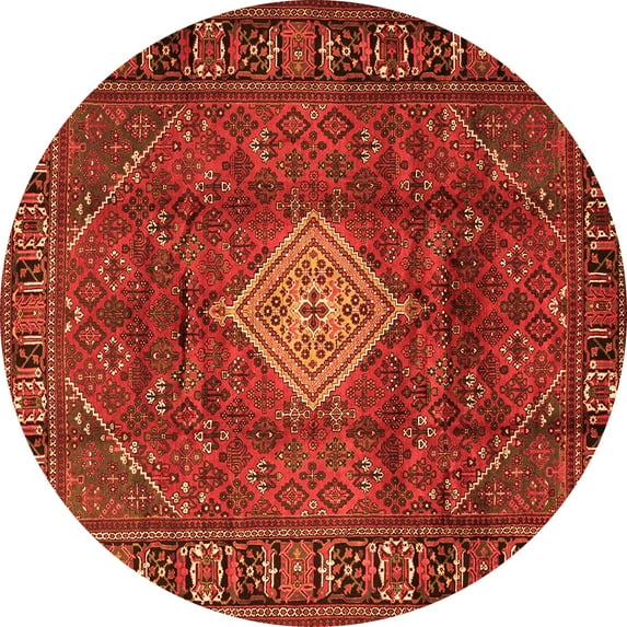 Ahgly Company Indoor Round Persian Orange Traditional Area Rugs, 7' Round
