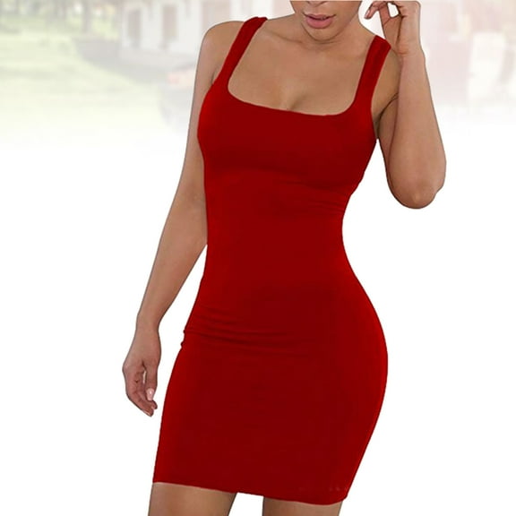 HOOWIFFY Women's Red Maxi Dress Casual Lightweight Sleeveless Dress for Beach Party and Everyday Wear
