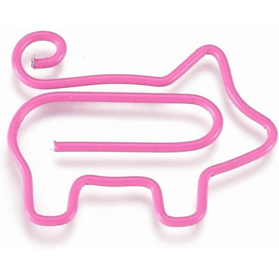 50Pcs Pig Shape Iron Paperclips Cute Paper Clips Funny Bookmark Marking Clips Hot Pink 20.5x26.5x1mm diy