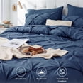 thumbnail image 4 of U by Bedsure Queen Comforter Set Navy, Bed in a Bag Queen Size Bedding, 7 Pieces Pinch Pleat All Season Comforter with Sheets, Pillowcases & Shams, 4 of 9