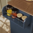 thumbnail image 2 of HLR Small Kitchen Islands Table with Storage, Rolling Wood Microwave Cart on Wheels for Dining Room, Blue, 2 of 17