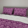 thumbnail image 2 of Victorian Comforter & Sham Bedding Set, Cheery Toned Damask Motif Flower Scrolling Branches and Leaves Rococo, 3 pcs Duvet Set Microfiber Filling Quilt, 5 Sizes, Purple Pale Pink, by Ambesonne, 2 of 4