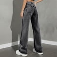 thumbnail image 4 of Tsivenald Womens Jeans High Waist Acid Wash Denim Wide Leg Five Pocket Button Fly Loose Casual Denim Pants, 4 of 7
