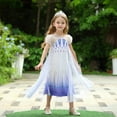 thumbnail image 3 of HAWRR Reine des Neiges 2 Elsa Costume de Princesse à Manches Courtes Robe de Fille Elsa avec Cape, 3 of 7