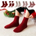 thumbnail image 2 of PEIBang Christmas Fuzzy Socks for Women,Holiday Stripe Slipper Socks,Warm Winter Xmas Stocking Stuffer Gifts, 2 of 6