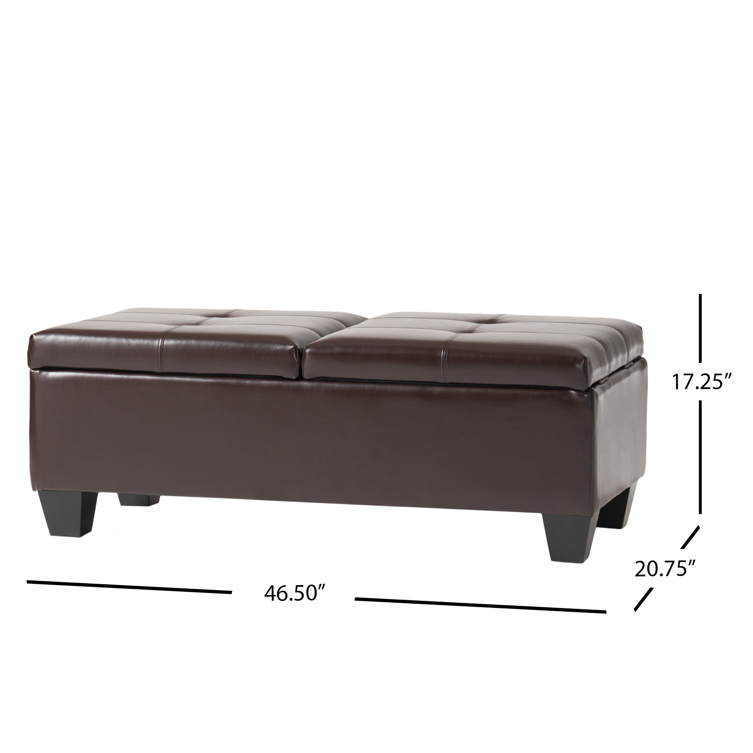 Noble House Logan Chocolate Brown Bonded Leather Storage Ottoman