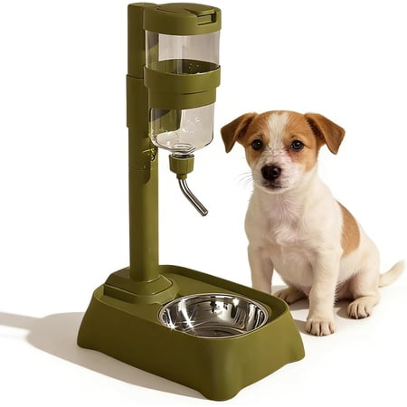 Adjustable Pet Feeder Stainless Steel Bowl for Dogs Cats Small Pets (Green)