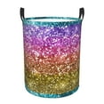 thumbnail image 1 of Balery Glitter Rainbow Cesta de ropa redonda con asas, impermeable, independiente, para ropa, juguetes, dormitorio y familia-Small, 1 of 6