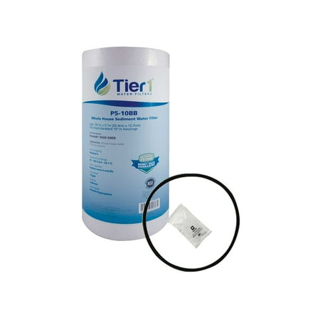 

Tier1 5 Micron 10 Inch x 4.5 Inch Spun Wound Polypropylene Whole House Sediment Water Filter Replacement Cartridge Kit with O-ring and Lubricant | Compatible with Pentek DGD-5005 Home Water Filter
