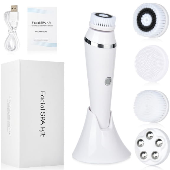 Four In One Facial Cleansing Brush Silicone Pore Massager Portable Deep Skin Cleaner Device