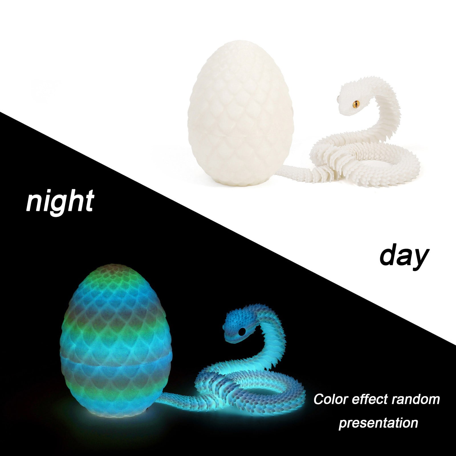 Set of 6 3D Printed Dragon Eggs with 11.8in Dragon Inside,Mystery Egg Set Articulated Fidget Ornament,Home Office Decor Executive Desk Gifts