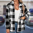 thumbnail image 6 of 2023 Plush Coat for Women Womens Fleece Jacket Classic Plaid Print Button up Lapel Fuzzy Furry Coat Long Sleeve Fluffy Flannel Outerwear with Pocket Winter Plush Coat, 6 of 6