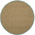 thumbnail image 2 of SAFAVIEH Natural Fiber Arbor Bordered Area Rug, Natural/Teal, 4' x 4' Round - Coastal Design, Natural & Teal, Seagrass, Ideal for Entryway, Kitchen, Living Room, Office, 2 of 8