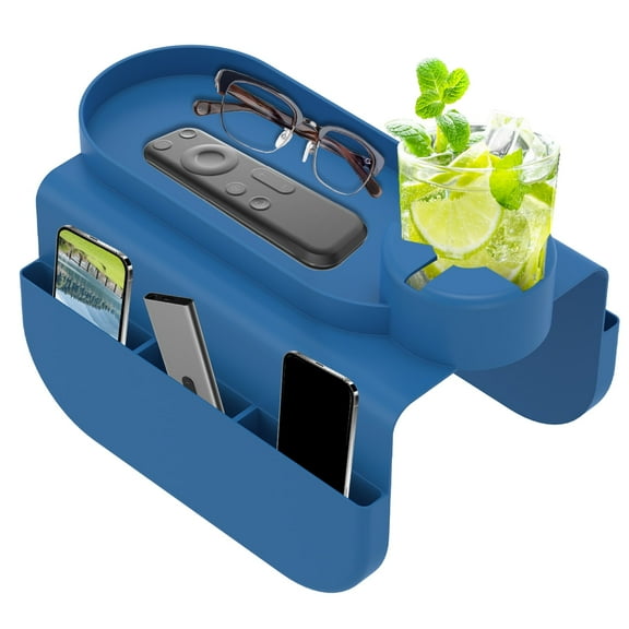 FUYGRCJ Couch Cup Holder, Silicone Sofa Armrest Tray with Side Pockets, Super Large Anti-Spill and Anti-Slip Big Couch Caddy with Cup Holder, Drink Holder for Couch Arm Tray