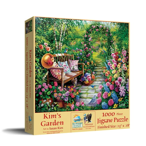SUNSOUT INC - Kim's Garden - 1000 pc Jigsaw Puzzle by Artist: Susan Rios - Finished Size 23" x 28" - MPN# 45449