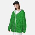 thumbnail image 3 of Daiia Green Sparkling Shiny UPF 50+ Sun Protection Hoodie Jacket Lightweight Long Sleeve Sun Shirt for Women Men with Pocket Hiking Outdoor-Medium, 3 of 7