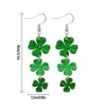 thumbnail image 3 of weibbin St. Patrick's Day Green Four-Leaf Acrylic Earrings, Irish Holiday Jewelry for Women, 3 of 9