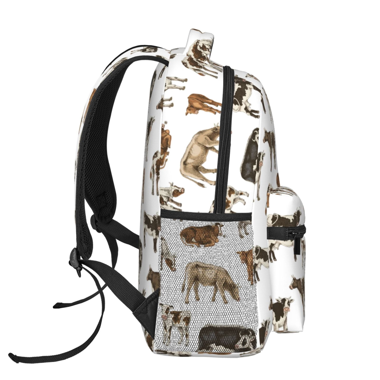 Horeoi Cow Print Eco-Friendly Lightweight Student Backpack for School Travel - Ergonomic Padded Laptop Compartment & Multi-Pocket Design