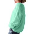 thumbnail image 3 of Women Soft Deep V Neck Drop Shoulder Lantern Long Sleeve Oversized Lazy Fit Solid Knit Sweater Green XL, 3 of 8