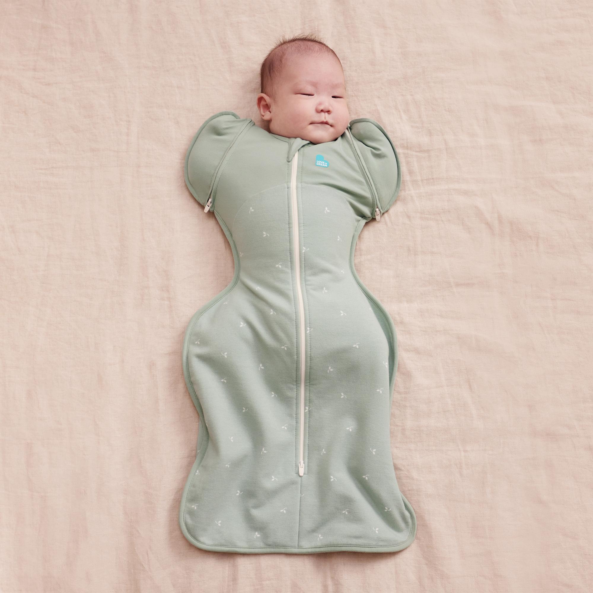 Love to Dream Swaddle UP Transition Baby Sleep Bag Fleece 1.5 TOG, Zip-Off Wings, Medium 13-19 lbs, Olive Twigs