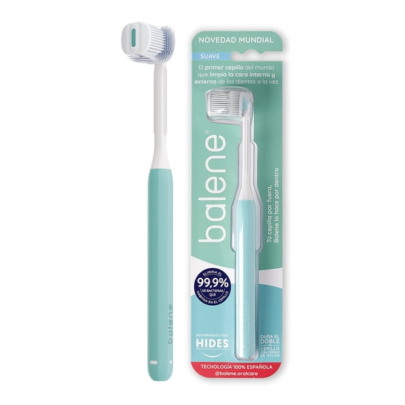 Cepillo dental Balene doble cara con Cerdas Suaves anguladas 45º Aguamarina