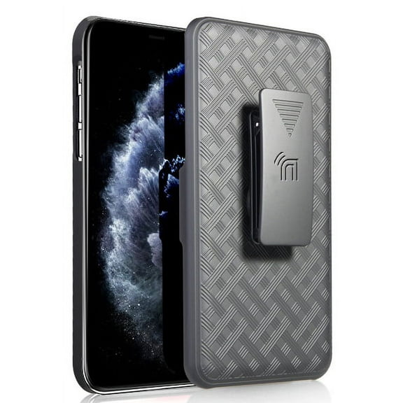 Case with Clip for iPhone 11 Pro, Nakedcellphone [Black Tread] Kickstand Cover with [Rotating/Ratchet] Belt Hip Holster Holder Combo for Apple iPhone 11 Pro (2019, 5.8" Model)