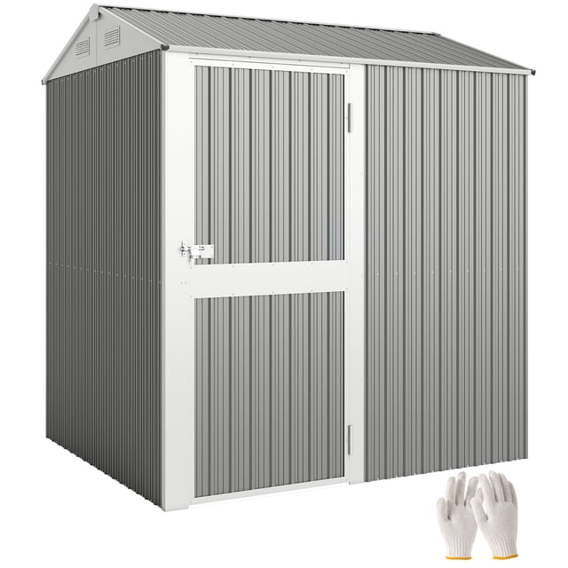 Outsunny Remise de Rangement Extérieure 7 Pieds x 6 Pieds de Hauteur, Remise Imperméable, Gris Argenté
