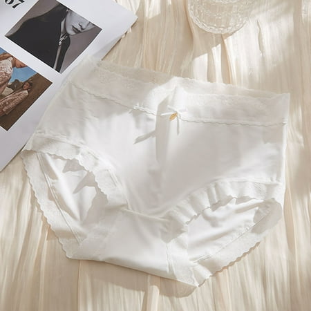 Up to 60% OFF  Ice Silk Underwear  Breathable Cotton  Mid Waist  Thin Silk  Comfortable Fit  Women s  Daily Wear  Seamless Design  Plus Size Women Tops | White M  Sopatenor