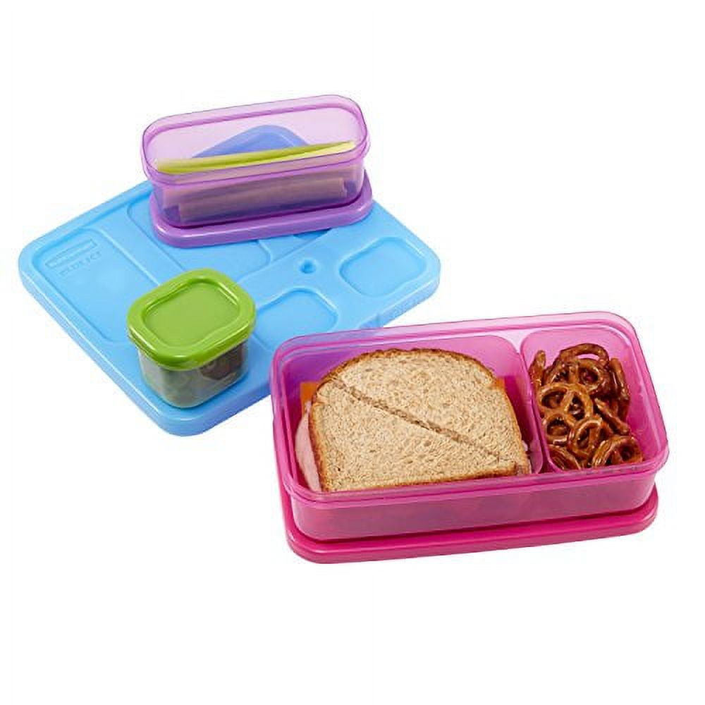 Rubbermaid LunchBlox Kids Lunch Box and Meal Prep Containers, 2 Pack Set, Stackable & Microwave Safe Lunch Containers