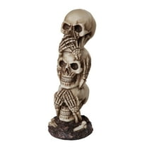 Ebros See No Evil Hear No Evil Speak No Evil Stacked Skull Tower Gothic Tabletop Decor 7.5 H
