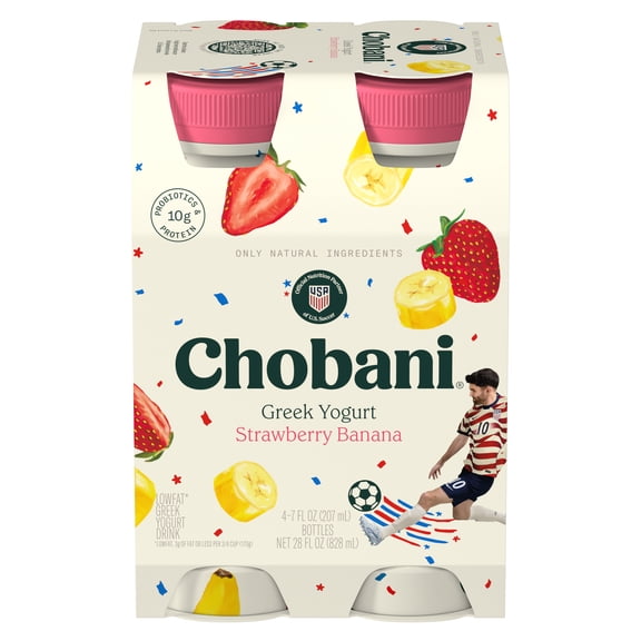 Chobani Low-Fat Greek Yogurt Strawberry Banana 7 fl oz 4 Pack