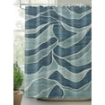 thumbnail image 2 of Blue Green Waves Shower Curtain, Abstract Stripes Waterproof Shower Curtain Set with 12 Hooks Lightweight Washable Fabric Shower Curtains for Bathroom 36x72 Inches, 2 of 6