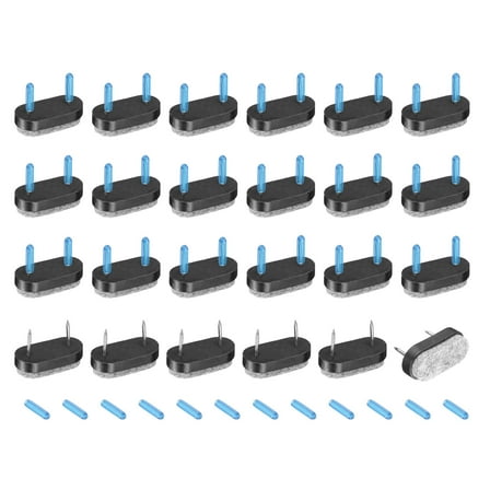 Uxcell 24Pcs Nail-on Felt Furniture Pads, Rounded Rectangle Felt Pads Furniture Sliders Floor Protectors for Wooden Furniture Table Sofa Chair Leg (18mm, Black)