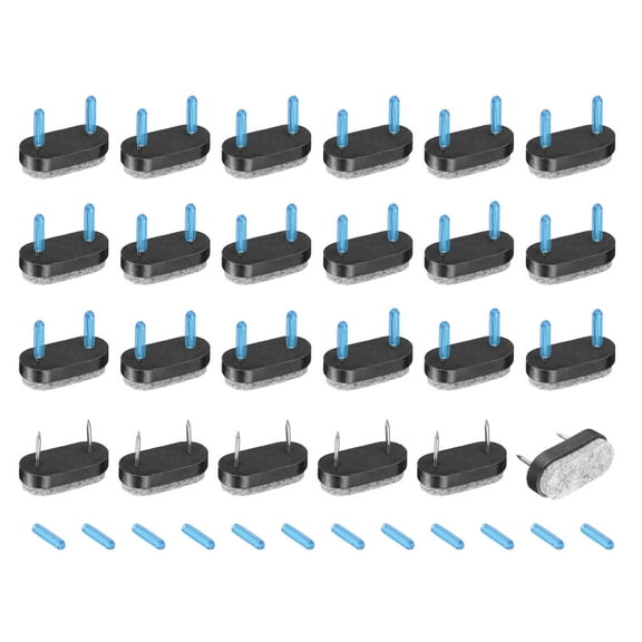 Uxcell 24Pcs Nail-on Felt Furniture Pads, Rounded Rectangle Felt Pads Furniture Sliders Floor Protectors for Wooden Furniture Table Sofa Chair Leg (18mm, Black)