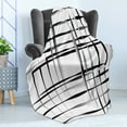 thumbnail image 4 of Modern Art Soft Flannel Fleece Throw Blanket, Minimalist Image Simplistic Spaces and Spare Asymmetric Grids Lines, Cozy Plush for Indoor and Outdoor Use, 50" x 70", Black White, by Ambesonne, 4 of 5