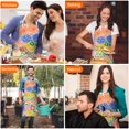 thumbnail image 4 of Pioneer Flower Floral Print Pattern Apron-Garden Aprons for Women with Pockets-Cotton Linen Waterproof Kitchen Cooking Gardening Aprons Adjustable for Kitchen,Cooking,BBQ and Salon 33x27 Inch, 4 of 7